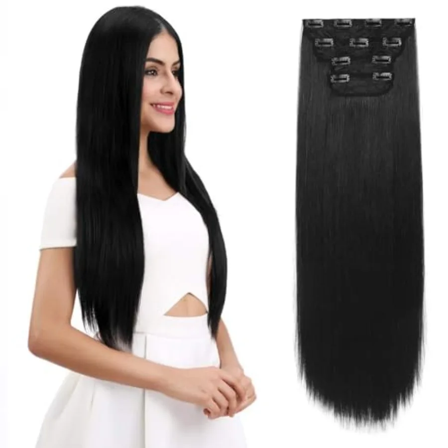 REECHO 28" Straight Super Long 4 PCS Set Thick Clip in on Hair Extensions Natural Black
REECHO 28" Straight Super Long 4 PCS Set Thick Clip in on Hair Extensions Natural Black
