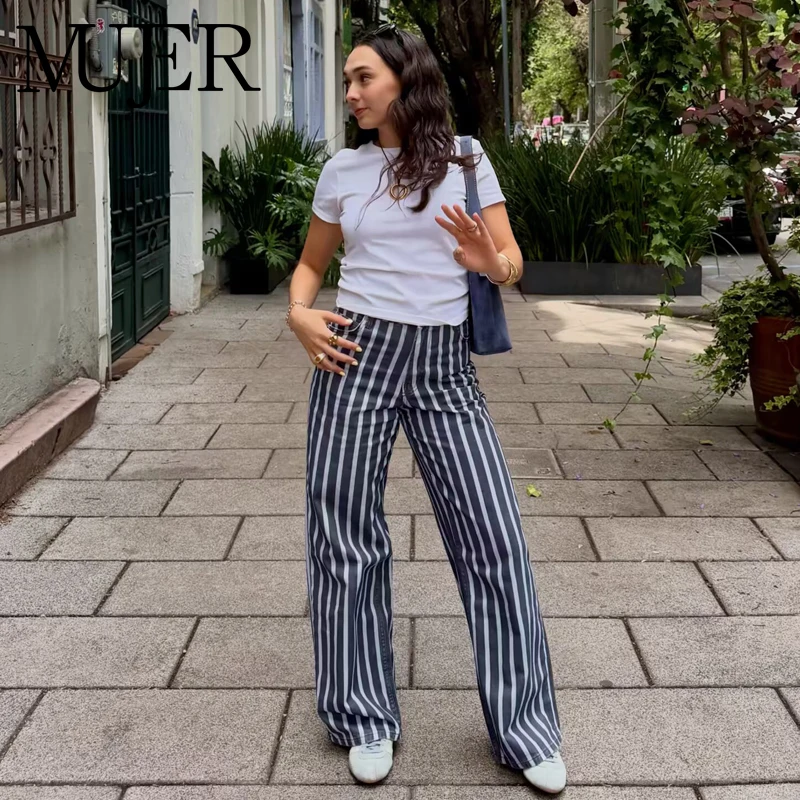 MUJER Striped Baggy Jeans Woman Summer Wide Denim Pants for Women Fashion Mid Waist Woman Trousers Streetwear Mom Women's Jeans
MUJER Striped Baggy Jeans Woman Summer Wide Denim Pants for Women Fashion Mid Waist Woman Trousers Streetwear Mom Women's Jeans