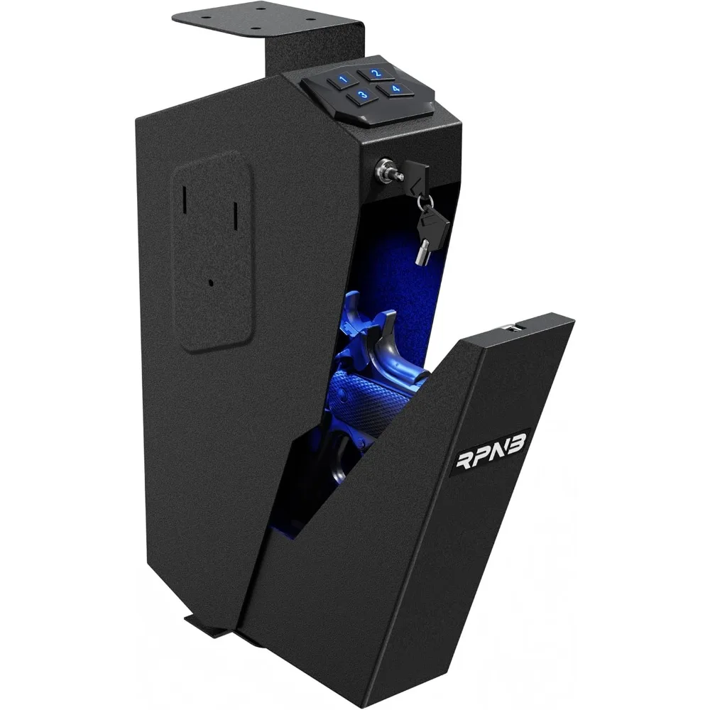 Mounted Gun Safe,California DOJ Certified Handgun Safe,Auto Open Lid Smart Pistol Safe with Biometric Fingerprint or Keypad Lock
Mounted Gun Safe,California DOJ Certified Handgun Safe,Auto Open Lid Smart Pistol Safe with Biometric Fingerprint or Keypad Lock