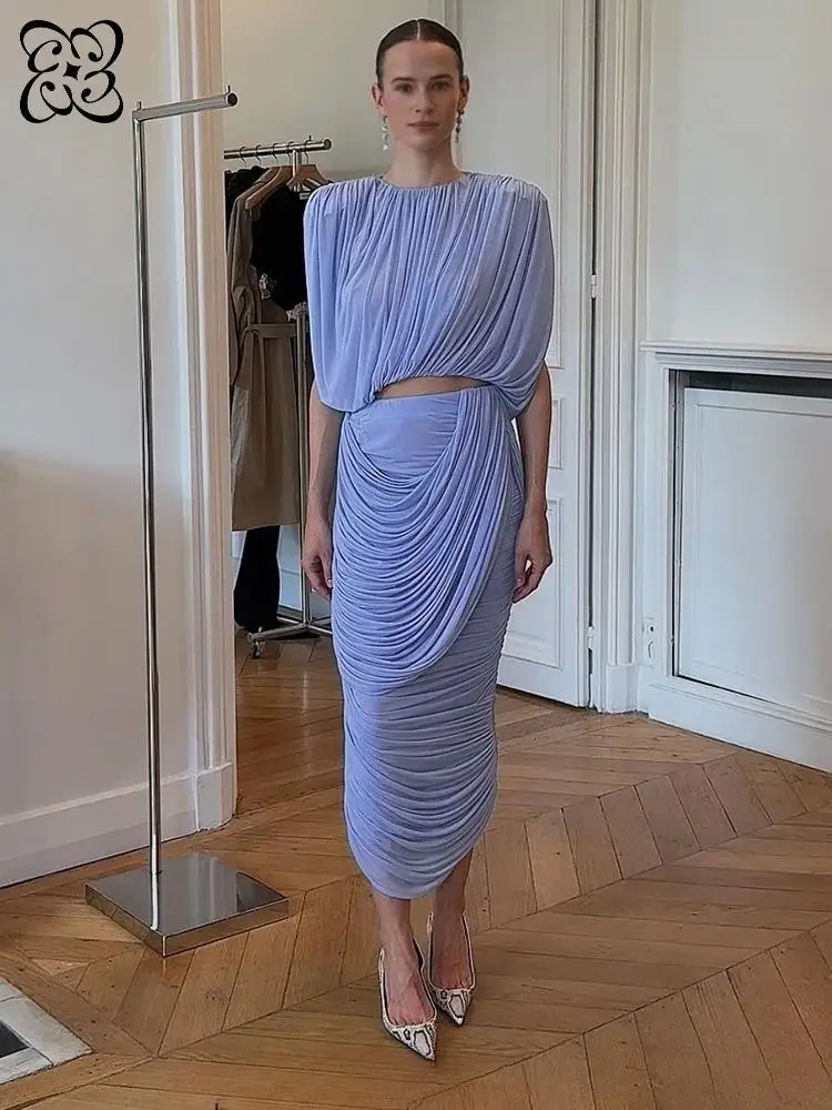 Elegant Two-Piece Ruched Maxi Dress Set for Women – Off Shoulder Crop Top & High Waist Draped Skirt Bodycon Evening Party Dress
Elegant Two-Piece Ruched Maxi Dress Set for Women – Off Shoulder Crop Top & High Waist Draped Skirt Bodycon Evening Party Dress