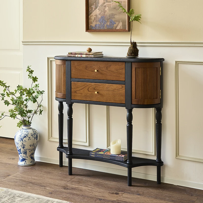 Medieval Entrance Cabinet French All Solid Wood Retro Side Cabinet Living Room Semicircular Decorative
Medieval Entrance Cabinet French All Solid Wood Retro Side Cabinet Living Room Semicircular Decorative