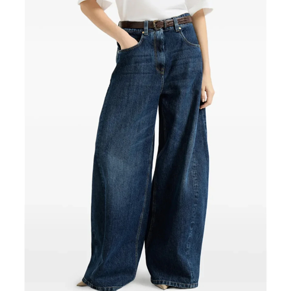 Maxdutti 2026 American Retro Wide Leg Pants With Minimalist Stretch High Waist Deep Blue Slim Fit Flared Cropped Jeans For Woman
Maxdutti 2026 American Retro Wide Leg Pants With Minimalist Stretch High Waist Deep Blue Slim Fit Flared Cropped Jeans For Woman