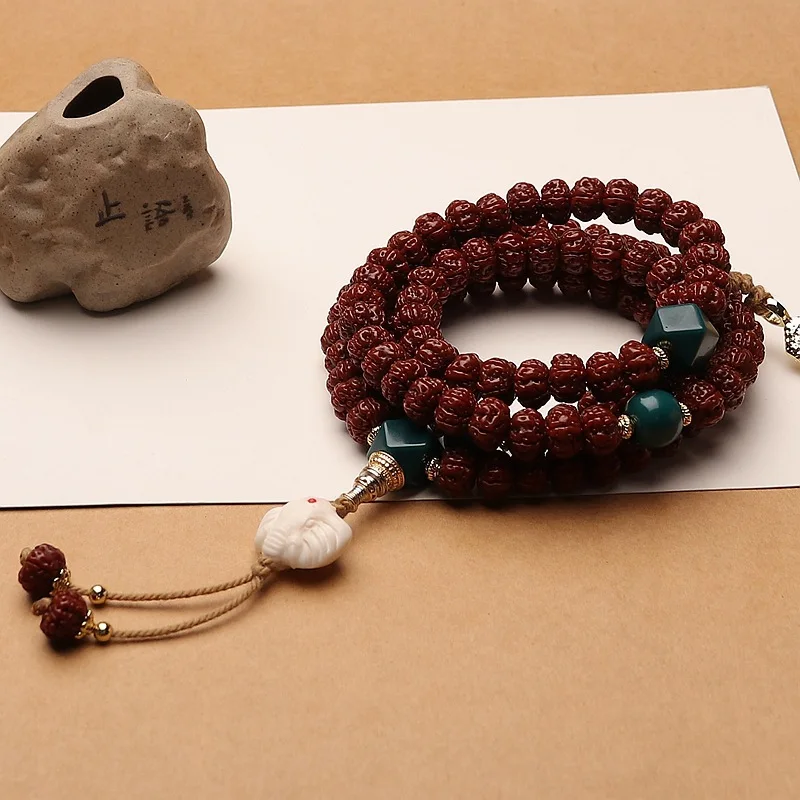 Brushed Jade Patina Finished Small King 108 Beads Bodhi Bracelet Five-Petal Short Pile Necklace Men and Women
Brushed Jade Patina Finished Small King 108 Beads Bodhi Bracelet Five-Petal Short Pile Necklace Men and Women