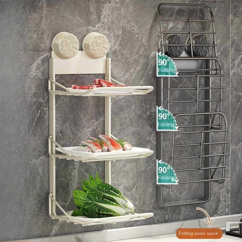 Suction Cup Vegetable Storage Rack, Kitchen Non Perforated Multi-Layer Side Dish Tray, Multifunctional Wall Mounted,
Suction Cup Vegetable Storage Rack, Kitchen Non Perforated Multi-Layer Side Dish Tray, Multifunctional Wall Mounted,