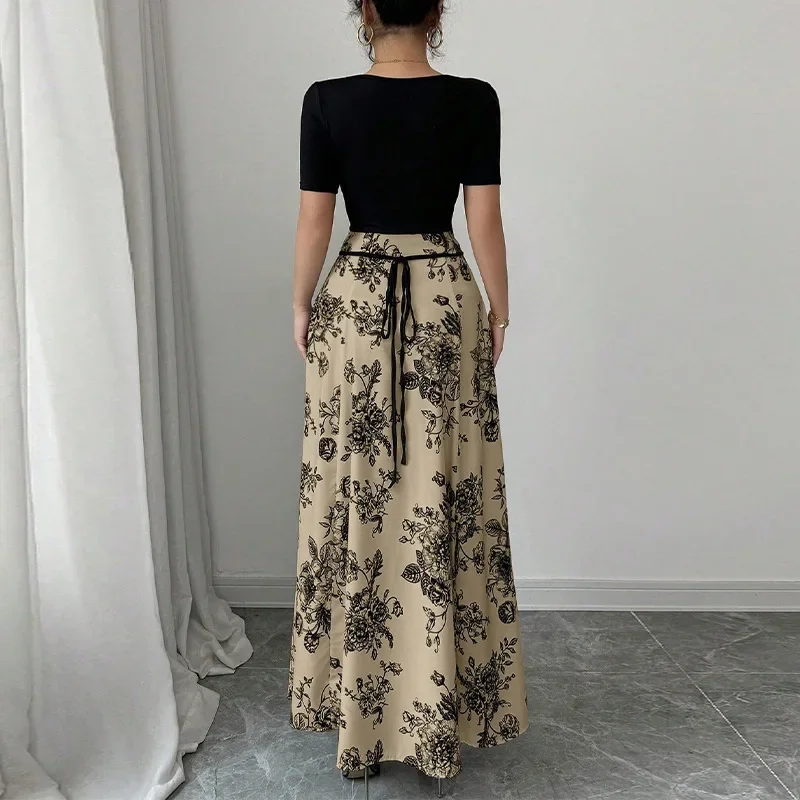 Women Slimming Color Block Short Sleeve Long Dress Robe Vestido Women Summer Vacation Dress Beach Sundress Strap Dress
Women Slimming Color Block Short Sleeve Long Dress Robe Vestido Women Summer Vacation Dress Beach Sundress Strap Dress