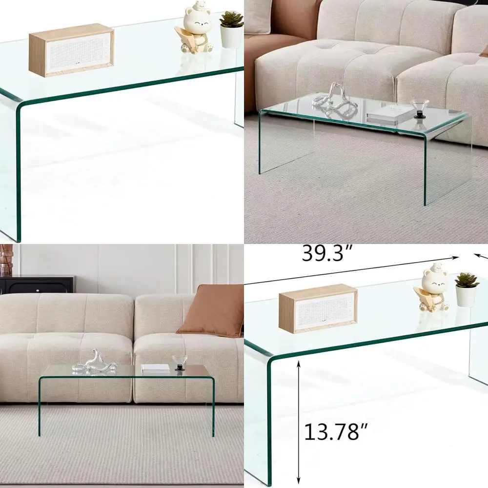 Современный прямоугольный журнальный столик из прозрачного стекла, небольшой столик для гостиной, 39,3 x 19,6 x 13,78H
Современный прямоугольный журнальный столик из прозрачного стекла, небольшой столик для гостиной, 39,3 x 19,6 x 13,78H