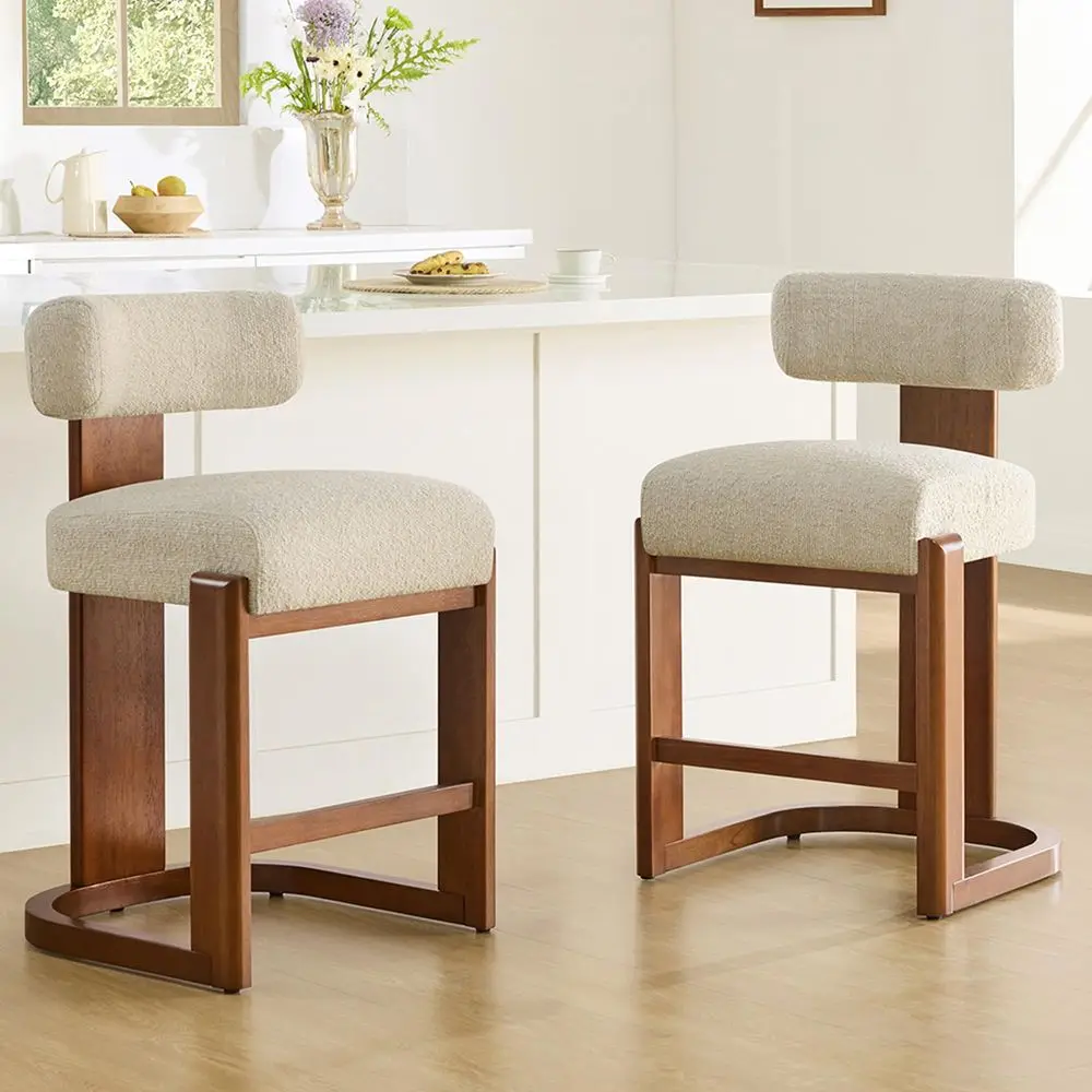 Modern Bar Stools Set of 2, 27 Counter Height Bar Stools, Upholstered Barstools with Backs and Wood Legs for Kitchen Island Din
Modern Bar Stools Set of 2, 27 Counter Height Bar Stools, Upholstered Barstools with Backs and Wood Legs for Kitchen Island Din