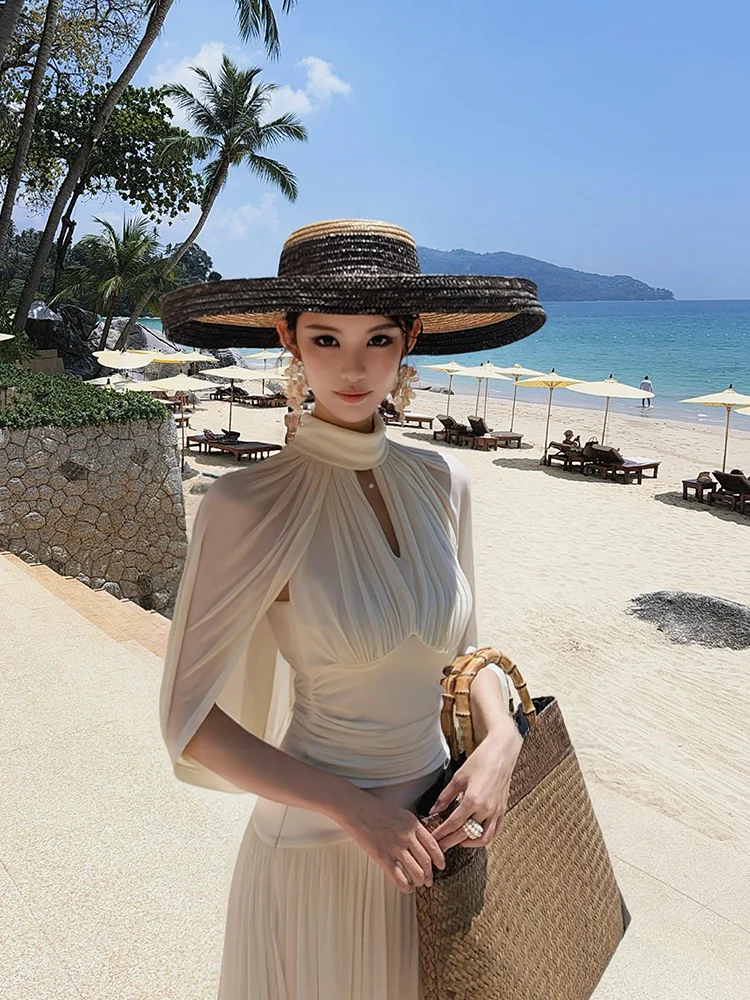 Beach Vacation Set Women's Luxury Design Cowl Neck Top Half Length Skirt Two Piece Set Summer Autumn Winter Spring Universal
Beach Vacation Set Women's Luxury Design Cowl Neck Top Half Length Skirt Two Piece Set Summer Autumn Winter Spring Universal