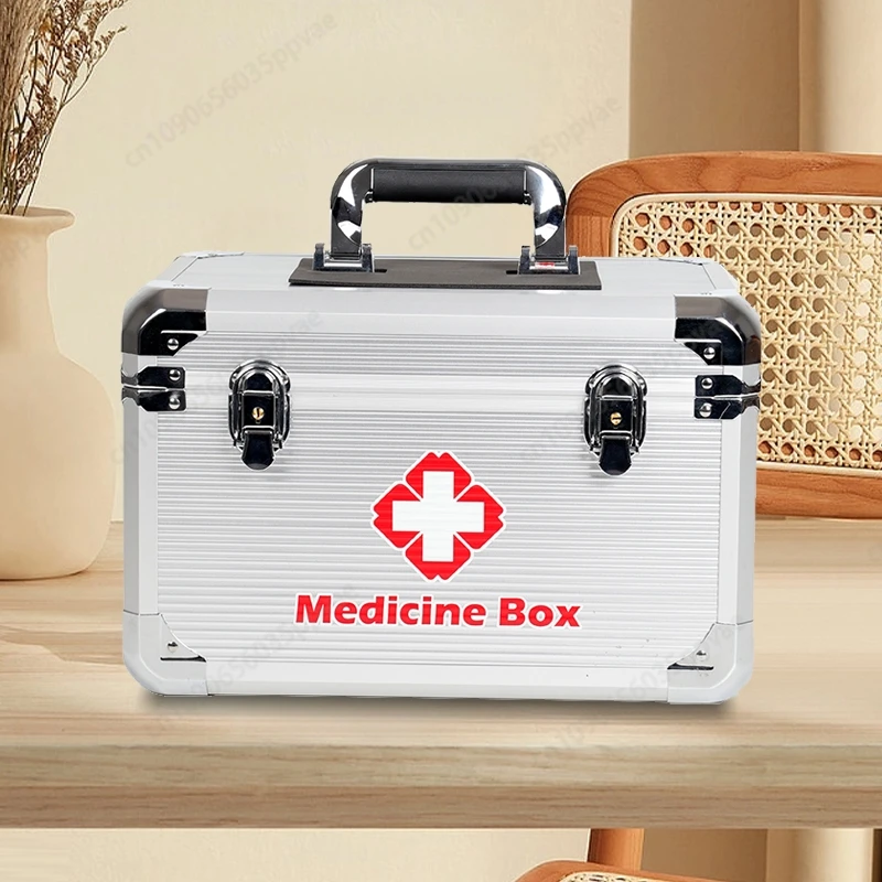 Medium Silver Medicine Storage Organizer with Night Glow Logo Shoulder Strap and Child Safety Lock for Doctors Family Outdoor
Medium Silver Medicine Storage Organizer with Night Glow Logo Shoulder Strap and Child Safety Lock for Doctors Family Outdoor