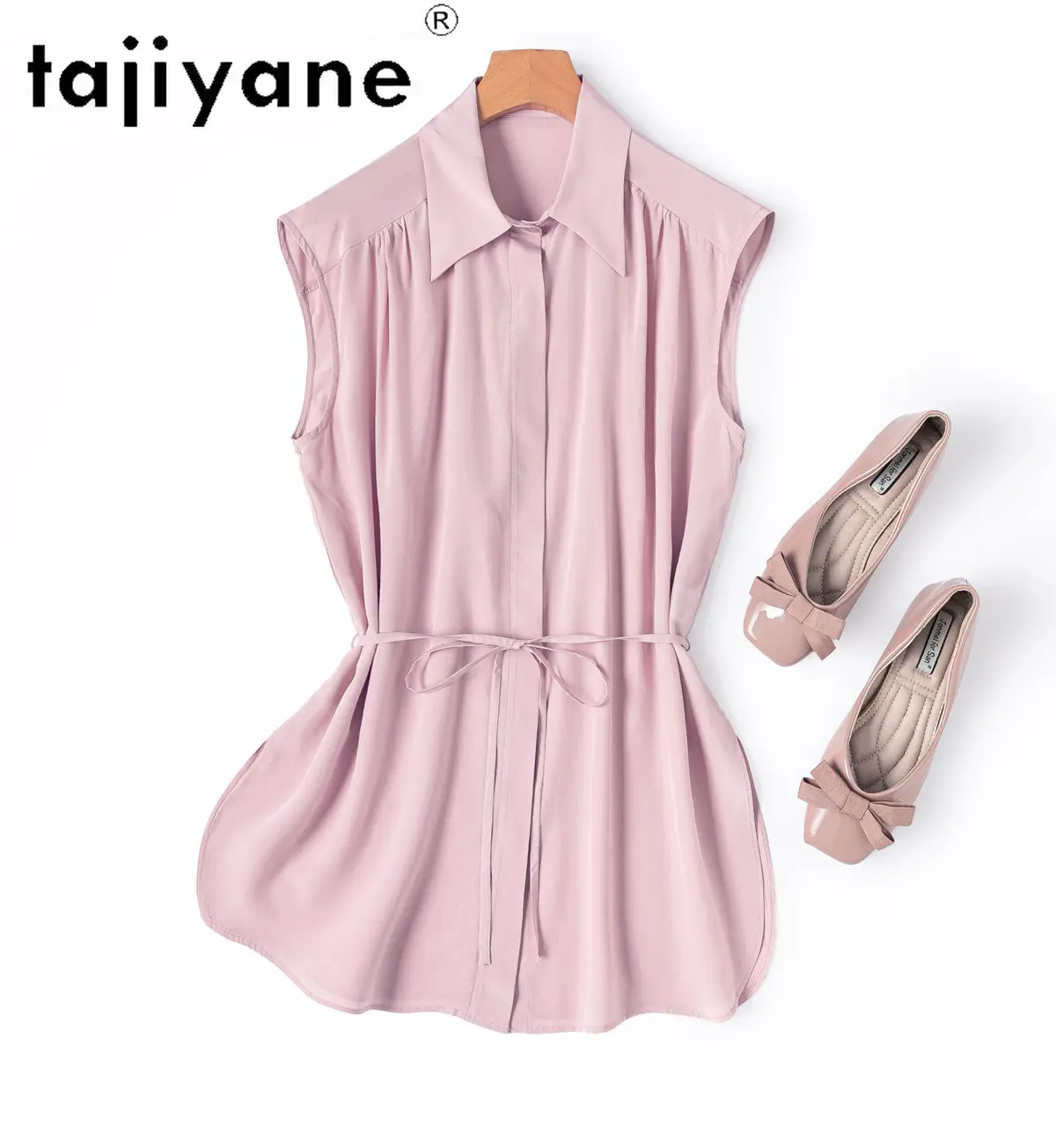 TAJIYANE 100% Natural Mulberry Silk Shirt Women Causal Sleeveless Blouse Belted Summer Tops for Woman Clothes 2026 Рубашка
TAJIYANE 100% Natural Mulberry Silk Shirt Women Causal Sleeveless Blouse Belted Summer Tops for Woman Clothes 2026 Рубашка