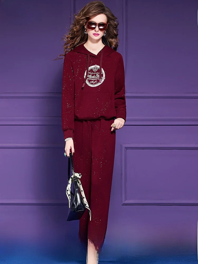 Philomie Women's Sporty Thickened Sweatshirt And Wide Leg Pants Two-Piece Set with Rhinestones Spring New Style Casual Fashion
Philomie Women's Sporty Thickened Sweatshirt And Wide Leg Pants Two-Piece Set with Rhinestones Spring New Style Casual Fashion