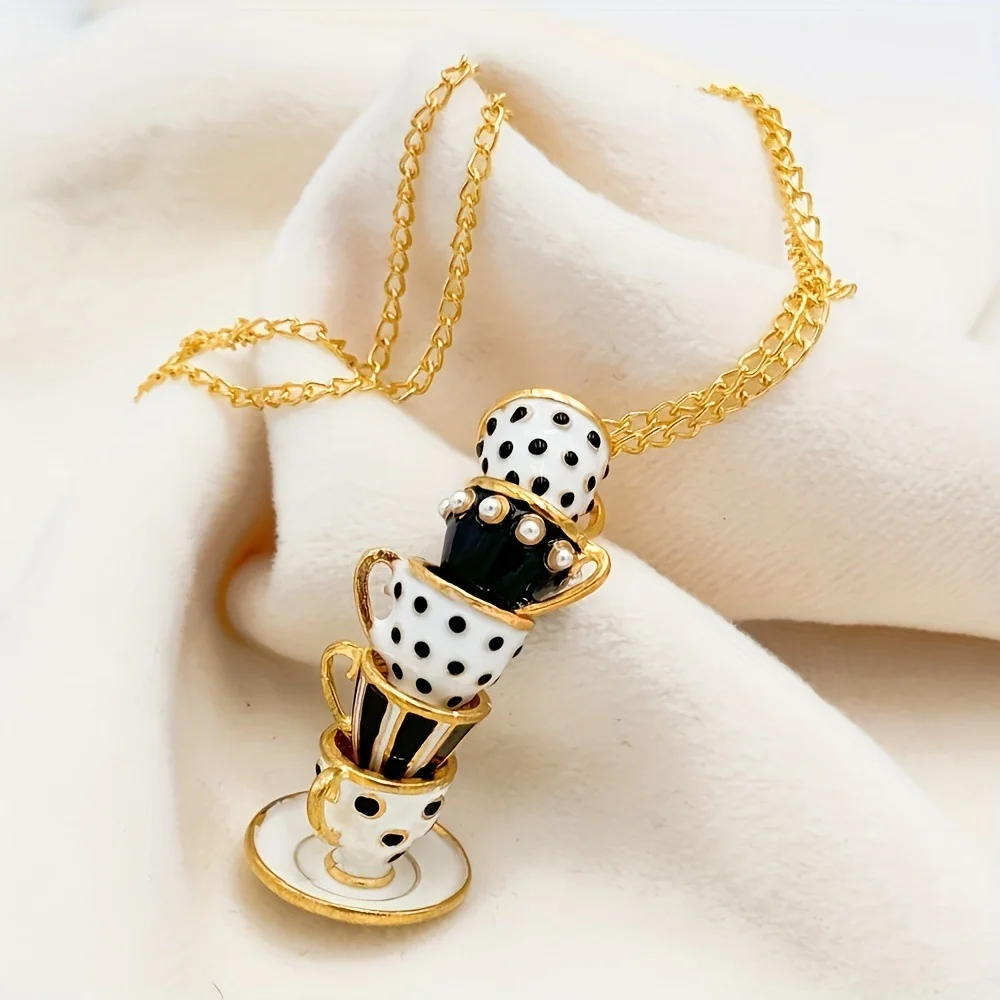 VKVVA Funny Fashion Black White Enamel Teapot And Teacup Necklace, Creative Unique Pendant Jewelry for Women
VKVVA Funny Fashion Black White Enamel Teapot And Teacup Necklace, Creative Unique Pendant Jewelry for Women