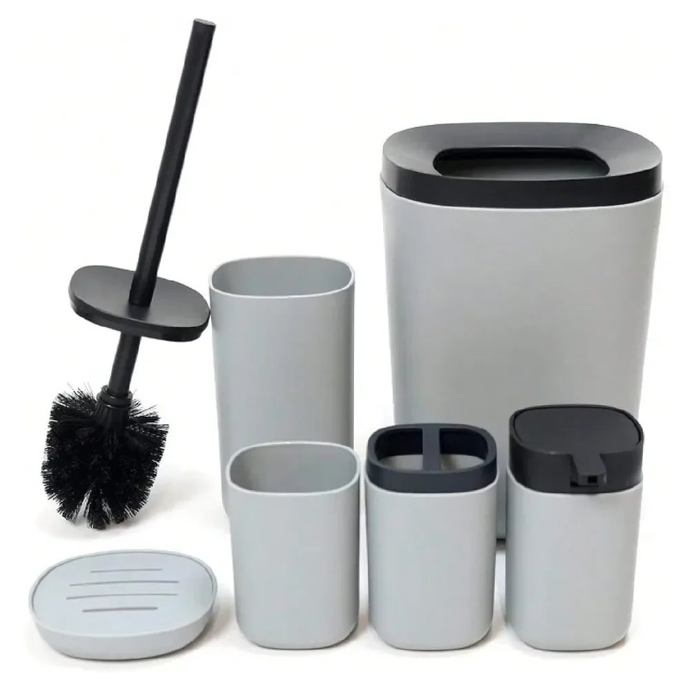 Accessories Set Of 6 Complete, Toothbrush Holder, Soap Dispenser, Garbage Trash Can, Soap Dish, Toothbrush Cup And Toilet Brush
Accessories Set Of 6 Complete, Toothbrush Holder, Soap Dispenser, Garbage Trash Can, Soap Dish, Toothbrush Cup And Toilet Brush