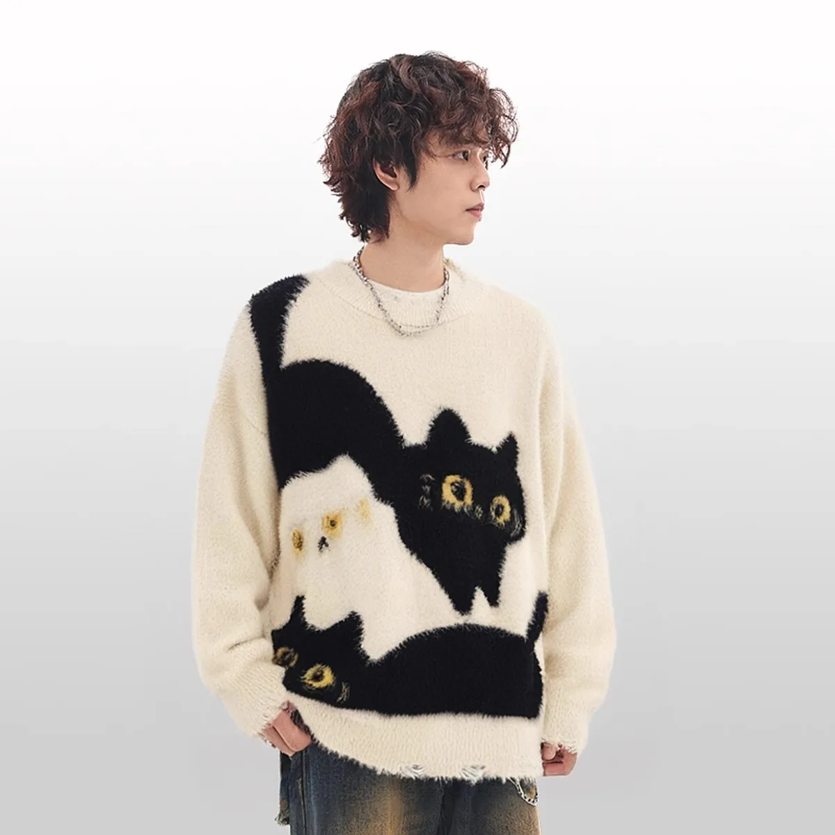 Unisex Knitting Sweater 2025 Spring Autumn New Retro Cat Print Sweater Preppy Cute Unisex Loose Casual Versatile Knit Top
Unisex Knitting Sweater 2025 Spring Autumn New Retro Cat Print Sweater Preppy Cute Unisex Loose Casual Versatile Knit Top