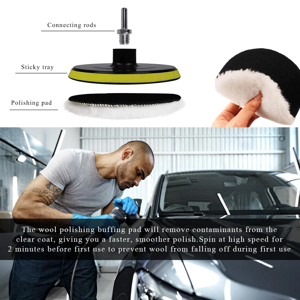 Wool Polishing Buffing Pad 5 Inch with Wool Felt Polishing Pads with M10 Drill Adapter 2/3/8 Pcs for Polishing Buffer Car Metal
Wool Polishing Buffing Pad 5 Inch with Wool Felt Polishing Pads with M10 Drill Adapter 2/3/8 Pcs for Polishing Buffer Car Metal