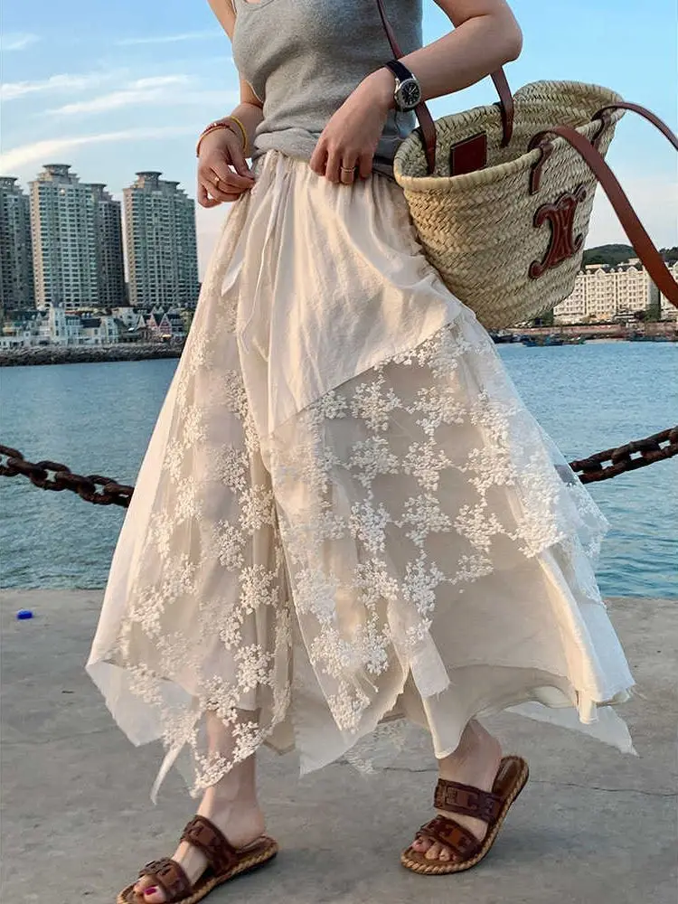 Apricot Girl's Irregular Skirt, New Summer Lace Splicing Elegant French Long Skirt
Apricot Girl's Irregular Skirt, New Summer Lace Splicing Elegant French Long Skirt