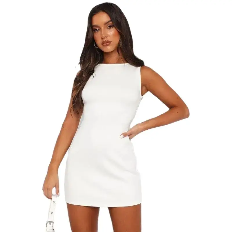 2024 Summer Autumn women's mini dress sleeveless boat neck sexy knitted slim European and American gold sense dress
2024 Summer Autumn women's mini dress sleeveless boat neck sexy knitted slim European and American gold sense dress