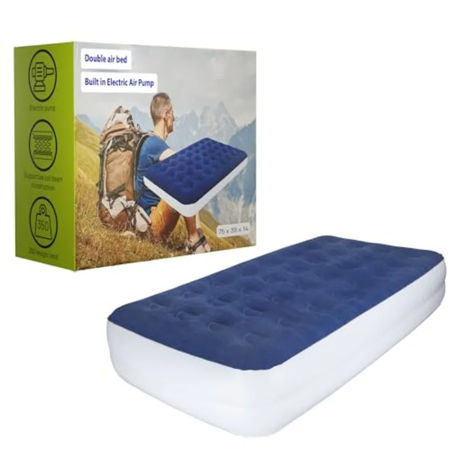 Durable Luxury Inflatable Air Mattress with Comfort Coil Technology and High Capacity Pump, Good for Camping, Home and Portable
Durable Luxury Inflatable Air Mattress with Comfort Coil Technology and High Capacity Pump, Good for Camping, Home and Portable