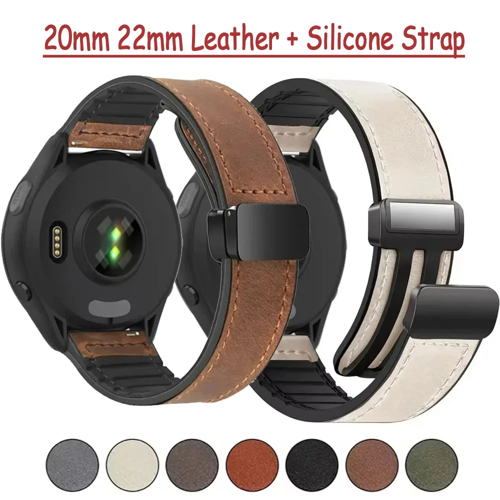 20mm 22mm Leather + Silicone Strap for Garmin Active 6-5/Venu 3-2 Magnetic Buckle Wristband For Garmin Forerunner 55 165 265 965
20mm 22mm Leather + Silicone Strap for Garmin Active 6-5/Venu 3-2 Magnetic Buckle Wristband For Garmin Forerunner 55 165 265 965