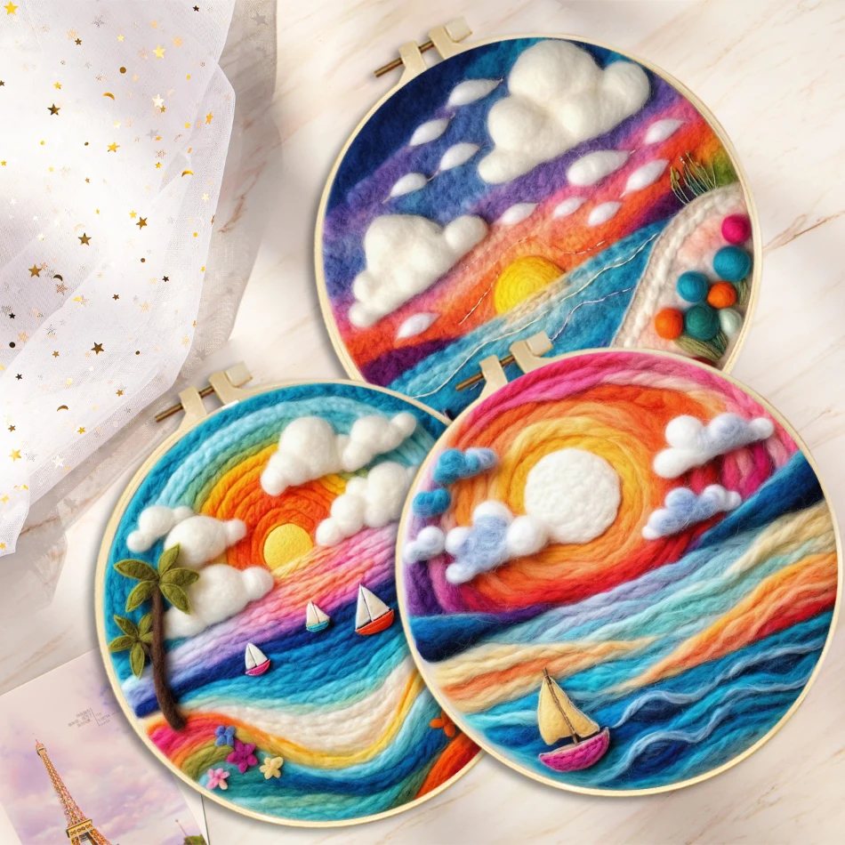DIY 20x20cm Frame Wool Felting Painting Kit Handicraft Needle Wool Painting Seascape Sailboat For Home Decors Art Craft Gift
DIY 20x20cm Frame Wool Felting Painting Kit Handicraft Needle Wool Painting Seascape Sailboat For Home Decors Art Craft Gift