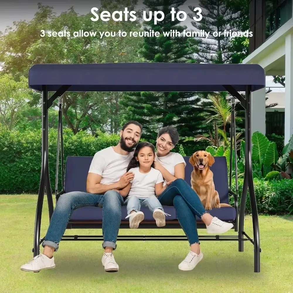 3-Seat Patio Swing Chair W/Adjustable Canopy & Backrest, Removable Seat Cushion, Convertible Porch Bed with Stand
3-Seat Patio Swing Chair W/Adjustable Canopy & Backrest, Removable Seat Cushion, Convertible Porch Bed with Stand