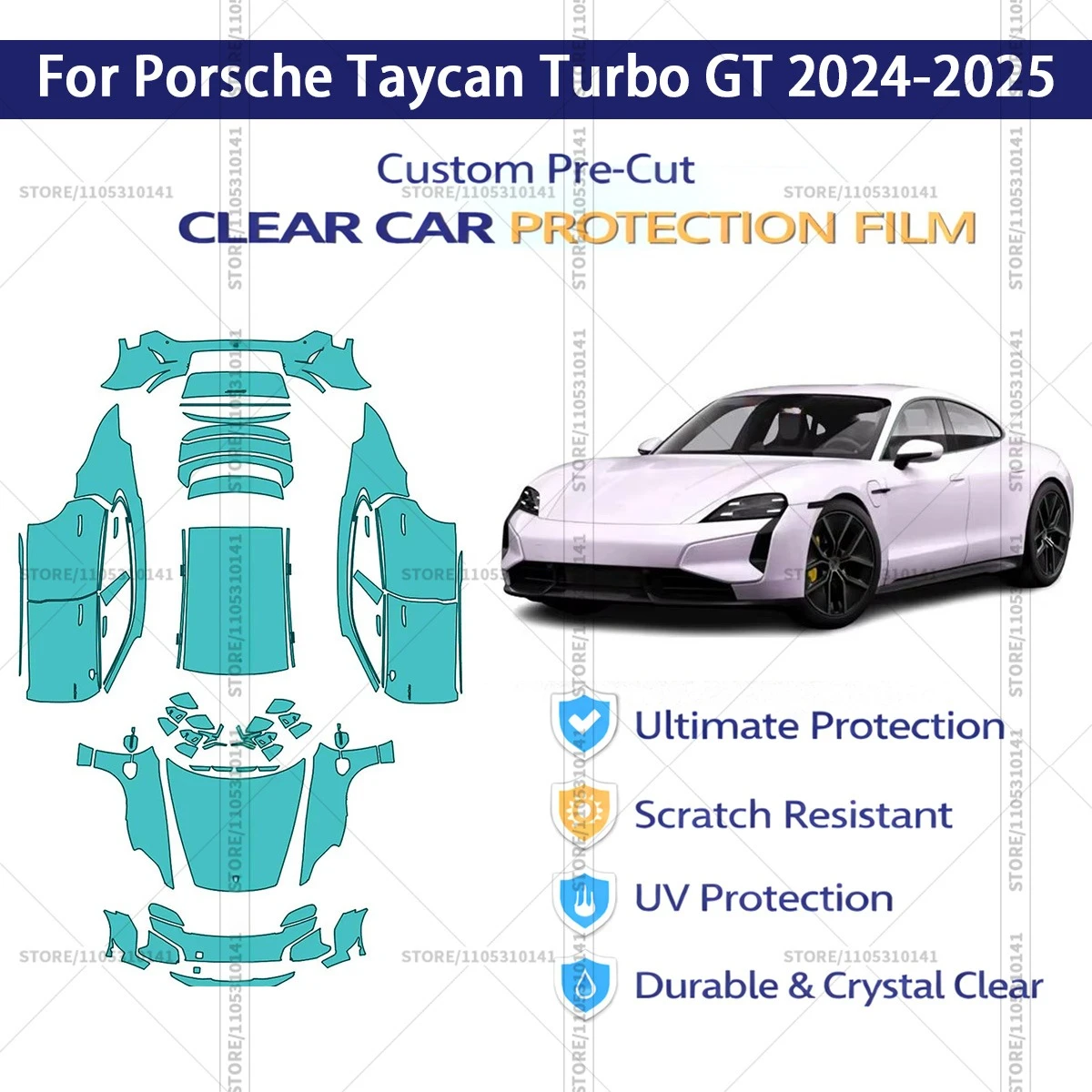For Porsche-Taycan-Turbo-GT-2024-2025 Pre-Cut Paint Protection Film PPF Transparent Car Film Automotive PPF
For Porsche-Taycan-Turbo-GT-2024-2025 Pre-Cut Paint Protection Film PPF Transparent Car Film Automotive PPF