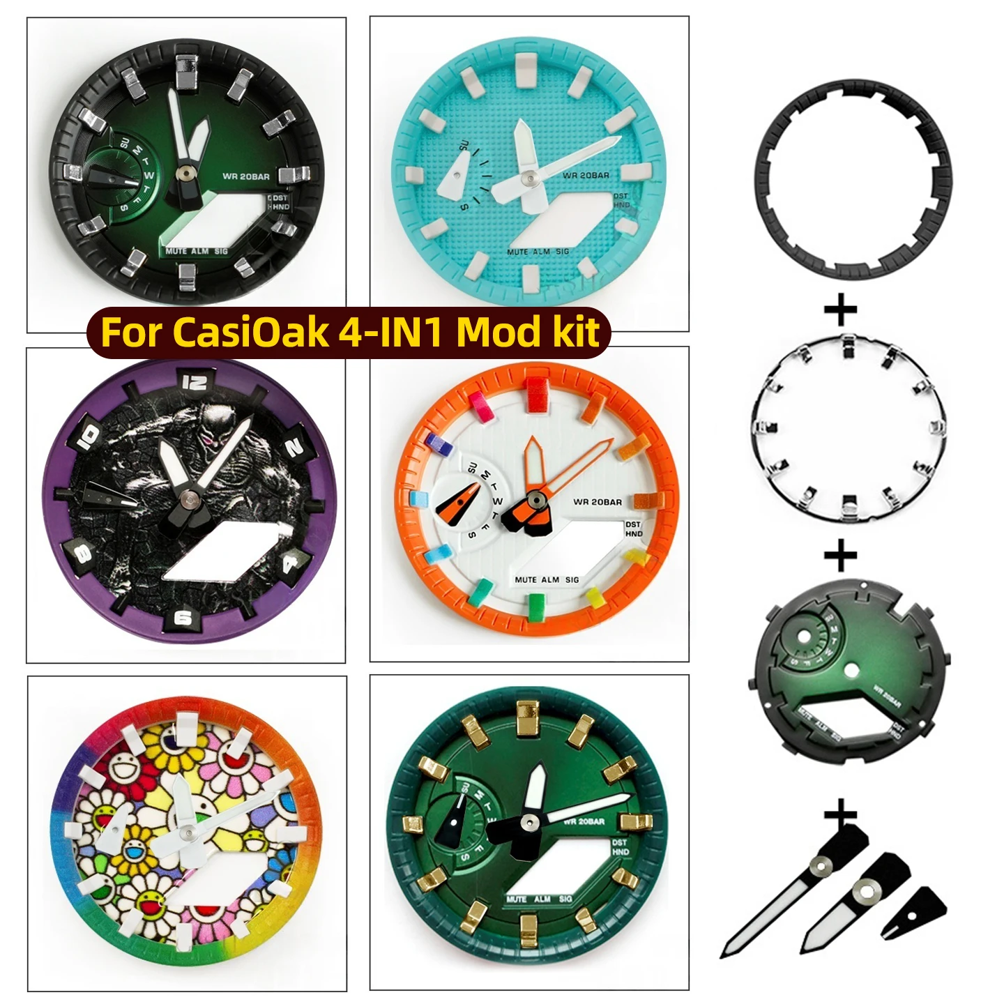 For Casio G-shock GA2100 ga2110 ga-b2100 Watch Scale Ring DIY CasiOak 4-IN1 Mod kit Index dial surface Hour Marker Dial Ring
For Casio G-shock GA2100 ga2110 ga-b2100 Watch Scale Ring DIY CasiOak 4-IN1 Mod kit Index dial surface Hour Marker Dial Ring