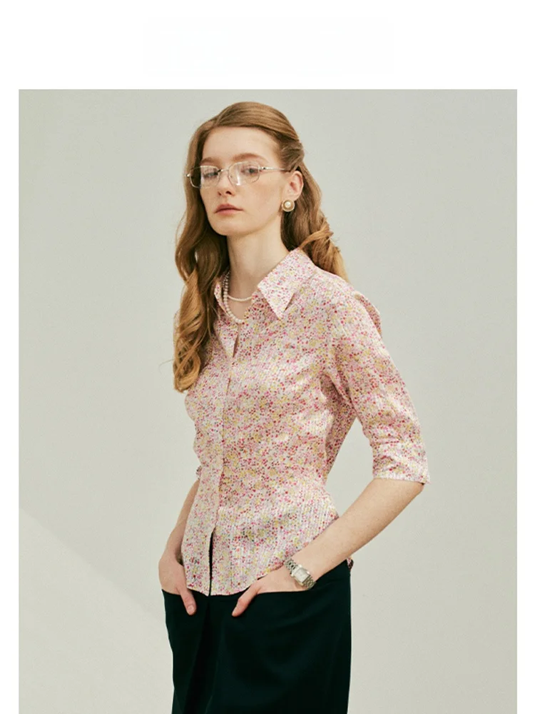 Havehas Romantic Floral Print Slim Fit Short Sleeve Silk Satin Commute Shirt Women's Breathable Comfortable Five Button Cardigan
Havehas Romantic Floral Print Slim Fit Short Sleeve Silk Satin Commute Shirt Women's Breathable Comfortable Five Button Cardigan