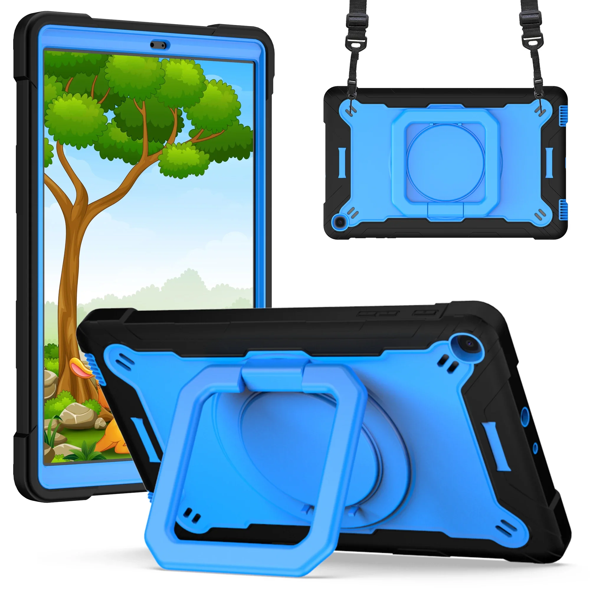 Чехол для Samsung Galaxy TAB A 10.1 2019 (SM-T510/T515), 360° ° Вращающийся кронштейн, полностью упакованный силиконовый защитный чехол 
Чехол для Samsung Galaxy TAB A 10.1 2019 (SM-T510/T515), 360° ° Вращающийся кронштейн, полностью упакованный силиконовый защитный чехол