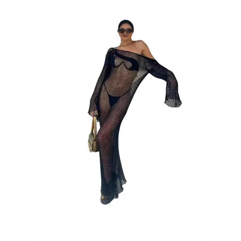 Women's Spring and Autumn Long Dress Knit Coverall Backless Round Neck Perspective Sexy Solid Color Slim Simple Fashion New Soft
Women's Spring and Autumn Long Dress Knit Coverall Backless Round Neck Perspective Sexy Solid Color Slim Simple Fashion New Soft