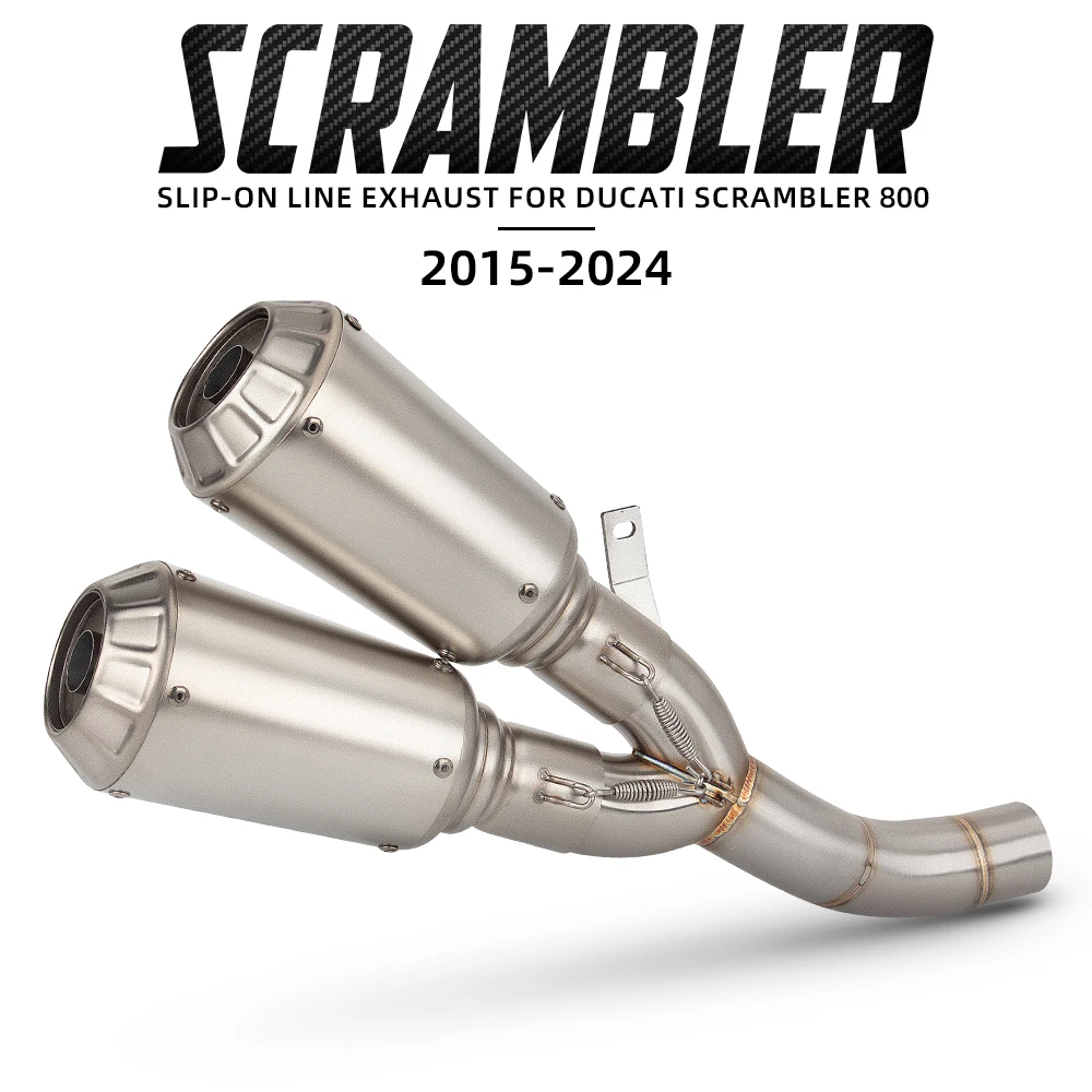 For Ducati Scrambler 800 821 2015-2024 Motorcycle Slip on Line Exhaust Modify Double Outlet Middle Pipe Muffler with DB Killer
For Ducati Scrambler 800 821 2015-2024 Motorcycle Slip on Line Exhaust Modify Double Outlet Middle Pipe Muffler with DB Killer