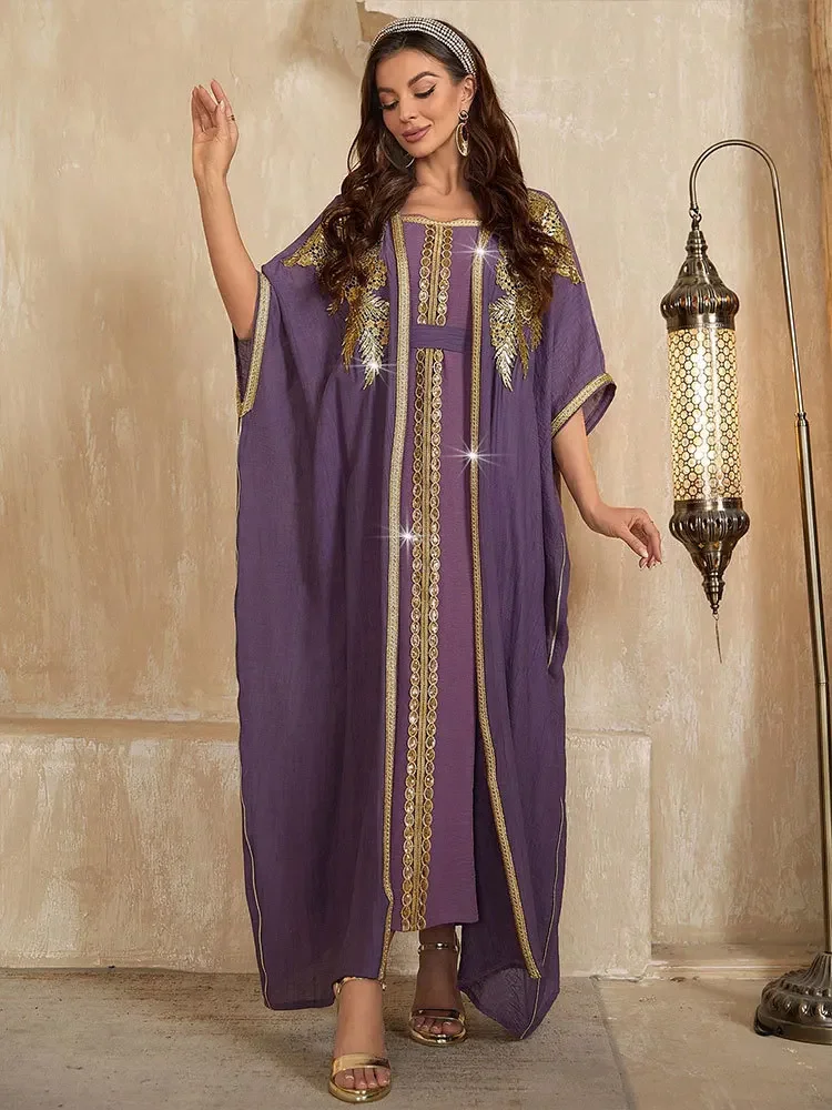 Muslim Women Set 2 Pieces Abaya Kimono with Sleeveless Inner Dress Djellaba Matching Outfits Dubai Turkey African Islam Clothing
Muslim Women Set 2 Pieces Abaya Kimono with Sleeveless Inner Dress Djellaba Matching Outfits Dubai Turkey African Islam Clothing