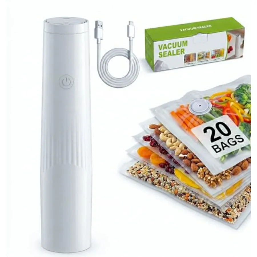Compact Vacuum Sealer for Food with Reusable Bags in Black Powerful Handheld Digital Display Food Sealer for Meal Preservation
Compact Vacuum Sealer for Food with Reusable Bags in Black Powerful Handheld Digital Display Food Sealer for Meal Preservation