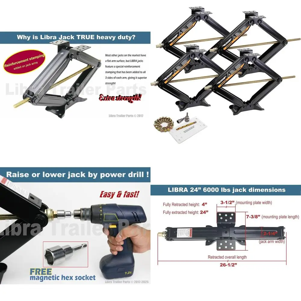 24 6000lbs Capacity RV Camper Stabilizer Jacks with Dual Drill Sockets and Mounting Kit
24 6000lbs Capacity RV Camper Stabilizer Jacks with Dual Drill Sockets and Mounting Kit