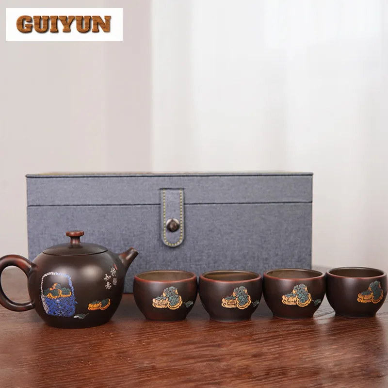 250ml Handmade Qinzhou Nixing Pottery Teapot Persimmon Ruyi Ceramic Tea Bowl Teapot And Cup Set Chinese Kung Fu Tea Set Designer
250ml Handmade Qinzhou Nixing Pottery Teapot Persimmon Ruyi Ceramic Tea Bowl Teapot And Cup Set Chinese Kung Fu Tea Set Designer