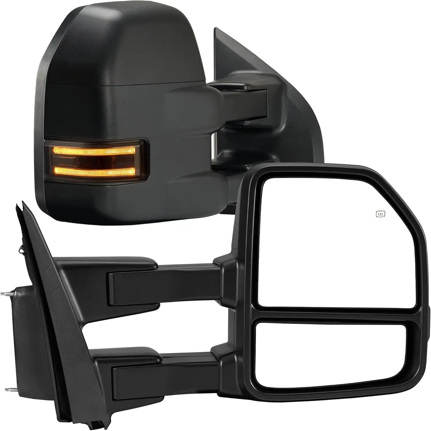 Towing Application, Plastic Material, Black Color, Extended with Smoked Turn Signal, Ambient Temp Sensor and Puddle Light
Towing Application, Plastic Material, Black Color, Extended with Smoked Turn Signal, Ambient Temp Sensor and Puddle Light