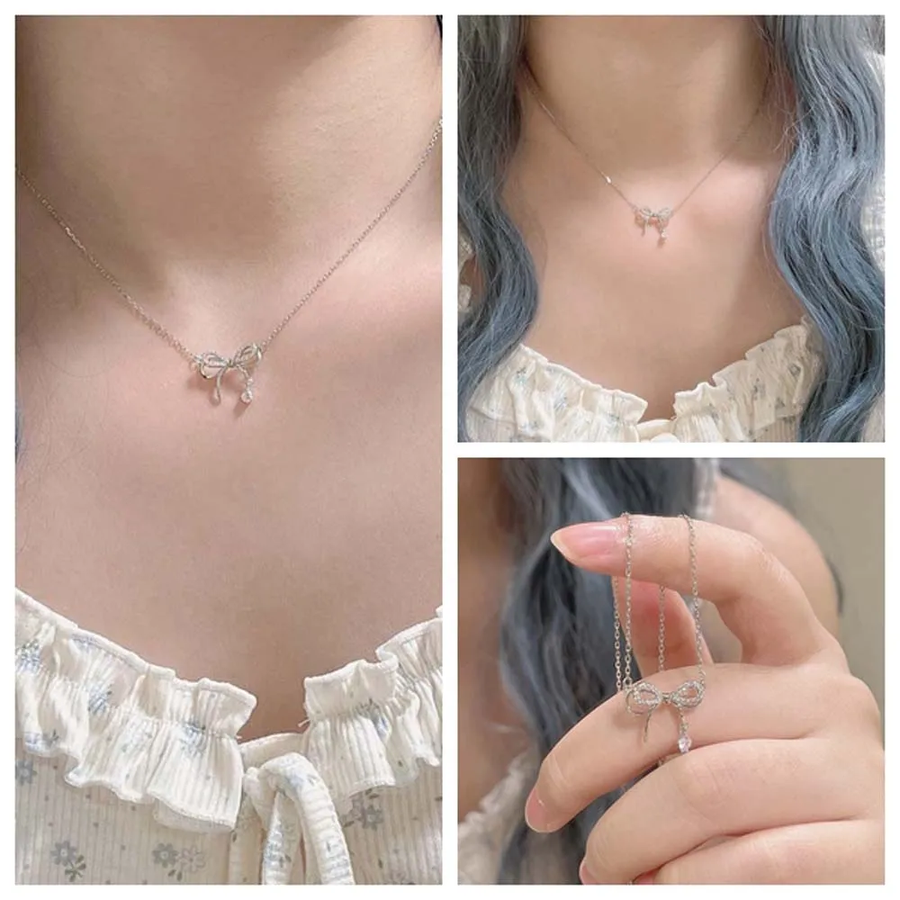 Clavicle Chain Silver Bowknot Necklace Love Heart Pendant Silver Bows Shaped Bow Necklace Pendant Jewelry Accessories Choker
Clavicle Chain Silver Bowknot Necklace Love Heart Pendant Silver Bows Shaped Bow Necklace Pendant Jewelry Accessories Choker