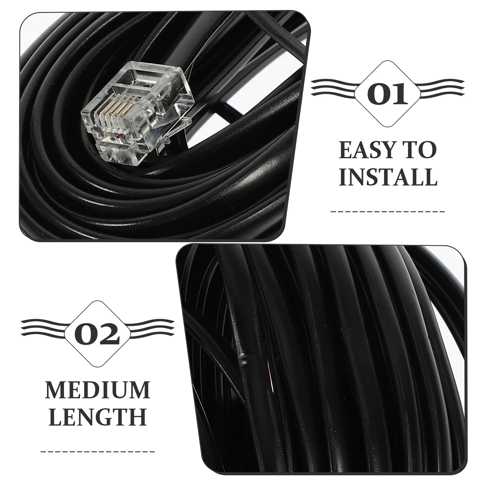 1 set Telephone Cable Set 15ft RJ11 Black 6P4C Phone Cord with Coupler Staples Clips for Landlines Speaker Ethernet
1 set Telephone Cable Set 15ft RJ11 Black 6P4C Phone Cord with Coupler Staples Clips for Landlines Speaker Ethernet