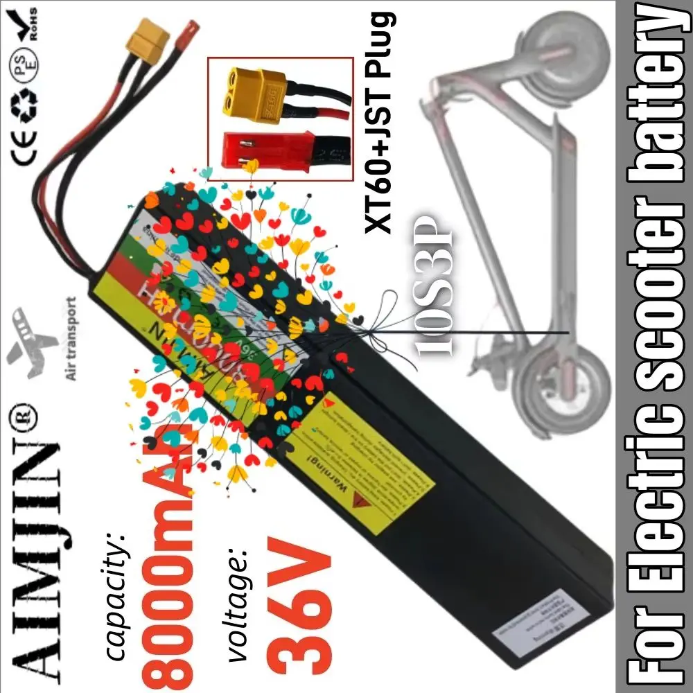 10S3P Li-ion Rechargeable Battery Pack 36V 8000mAh with XT60+JST Plug Suitable for Electric Scooter 10S3P Rechargeable Battery P
10S3P Li-ion Rechargeable Battery Pack 36V 8000mAh with XT60+JST Plug Suitable for Electric Scooter 10S3P Rechargeable Battery P