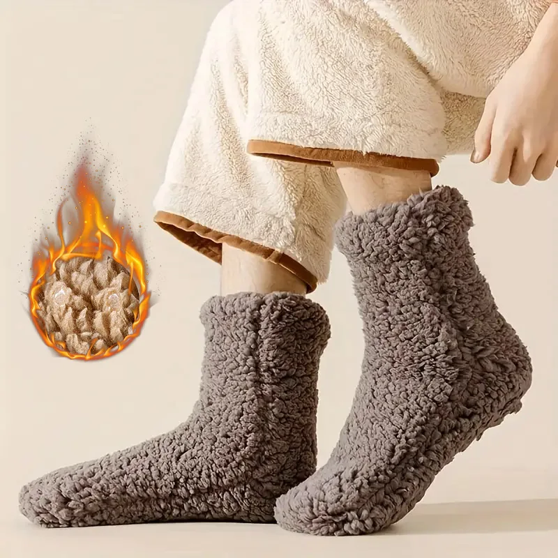 1 Pair Of Thick Fleece Fuzzy Socks, Solid Color,Warm & Soft Bottom Rubber Plush Sleep Socks Thickened Warm Home Floor Socks
1 Pair Of Thick Fleece Fuzzy Socks, Solid Color,Warm & Soft Bottom Rubber Plush Sleep Socks Thickened Warm Home Floor Socks
