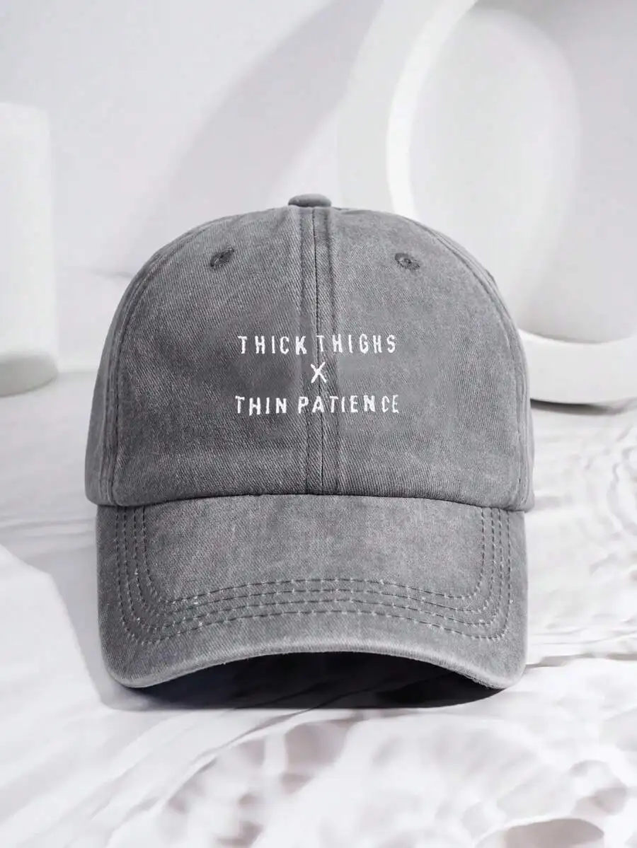 1pc Embroidered 'Thick Thighs X Thin Patience' Washed Baseball Cap, Adjustable Casual Outdoor Hat,Summer,Beach
1pc Embroidered 'Thick Thighs X Thin Patience' Washed Baseball Cap, Adjustable Casual Outdoor Hat,Summer,Beach