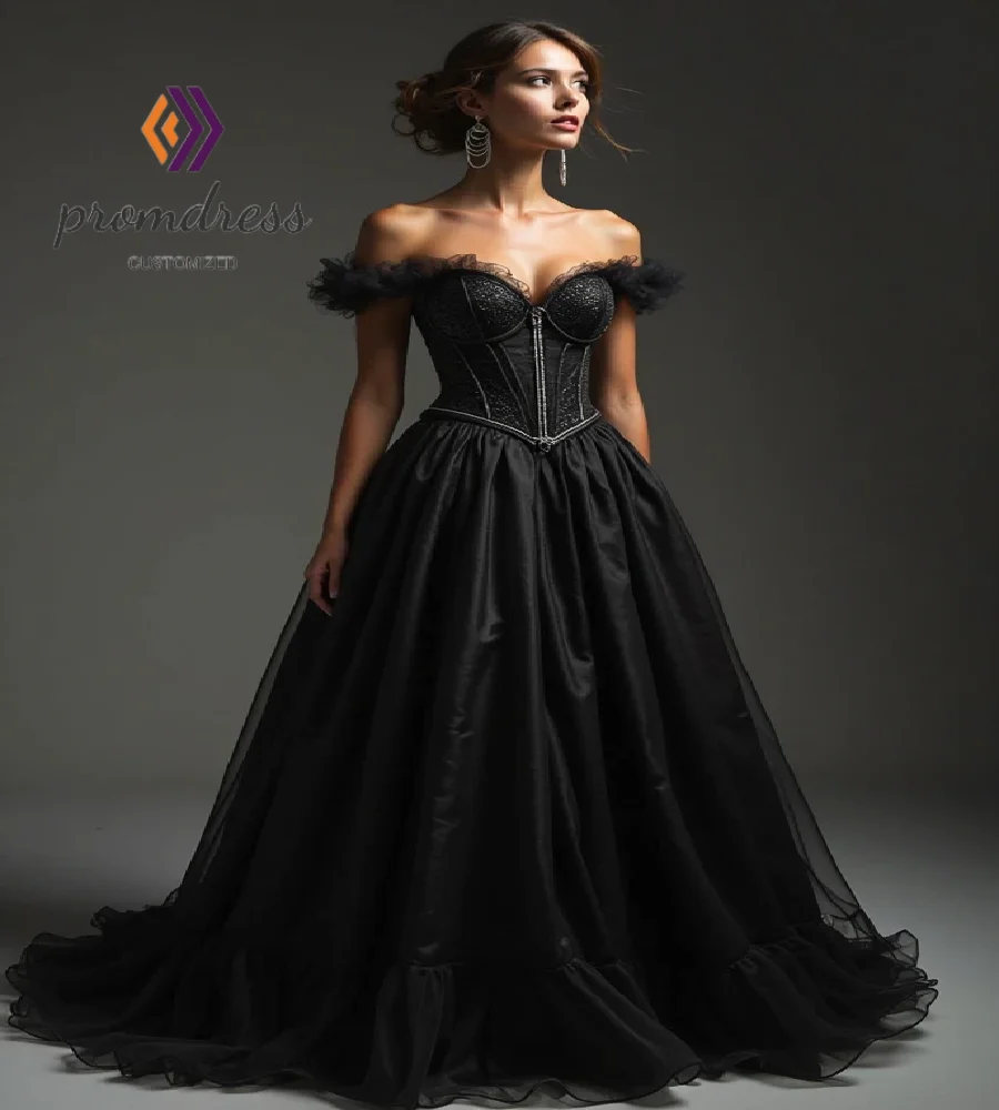 Retro Black Gothic Prom Dress 2025 Off Shoulder A Line Witch Evening Dress Halloween Costume Formal Party Gown ElegantCustomized
Retro Black Gothic Prom Dress 2025 Off Shoulder A Line Witch Evening Dress Halloween Costume Formal Party Gown ElegantCustomized
