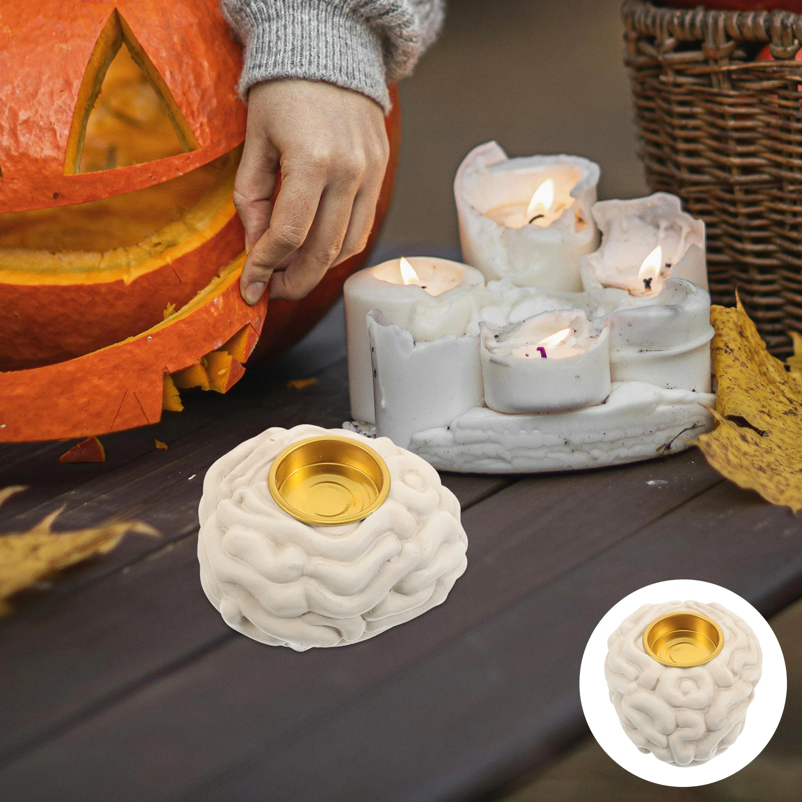 Halloween Candlestick Holder Realistic Human Brain Resin Decor For Haunted Props Spooky Halloween Party Centerpieces
Halloween Candlestick Holder Realistic Human Brain Resin Decor For Haunted Props Spooky Halloween Party Centerpieces