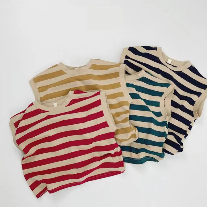 2025 Summer New Children Sleeveless T Shirts Boys Loose Striped O-neck Vest Baby Cotton Tops Girls Thin Casual Tees Kids Clothes
2025 Summer New Children Sleeveless T Shirts Boys Loose Striped O-neck Vest Baby Cotton Tops Girls Thin Casual Tees Kids Clothes