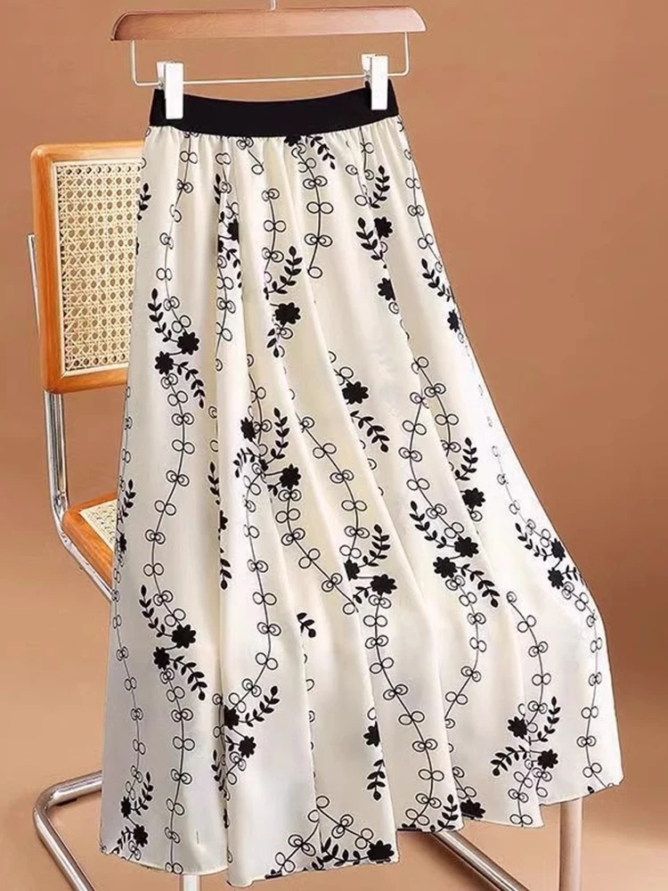 2025 Summer Womens Skirts Vintage Elastic waist Midi-Long Print Chiffon Skirts A-line Ladies Office Skirt Womens Saias
2025 Summer Womens Skirts Vintage Elastic waist Midi-Long Print Chiffon Skirts A-line Ladies Office Skirt Womens Saias