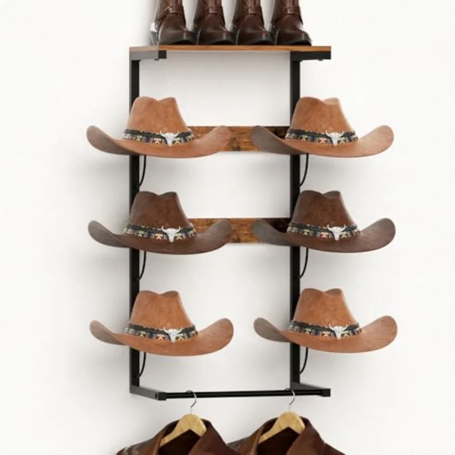 Cowboy Hat Rack for Wall, 6 Hat Holder with Rustic Wooden Metal Design, Western Hat Organizer Wall Mount Holds up to 6 Hats, Di
Cowboy Hat Rack for Wall, 6 Hat Holder with Rustic Wooden Metal Design, Western Hat Organizer Wall Mount Holds up to 6 Hats, Di