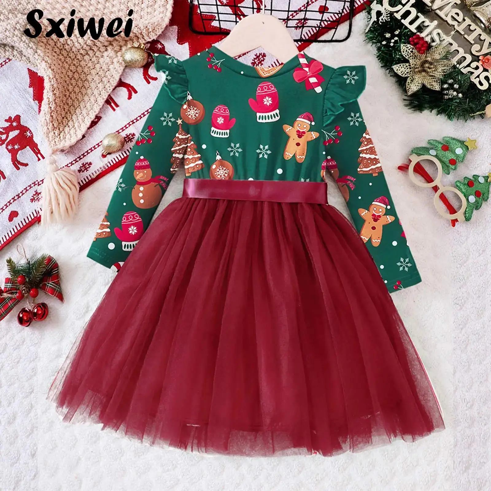 New Year Red Girl Long Sleeve Princess Dress Autumn Winter High Waist A-line Tulle Tutu Skirt Kid Christmas Party Clothing
New Year Red Girl Long Sleeve Princess Dress Autumn Winter High Waist A-line Tulle Tutu Skirt Kid Christmas Party Clothing