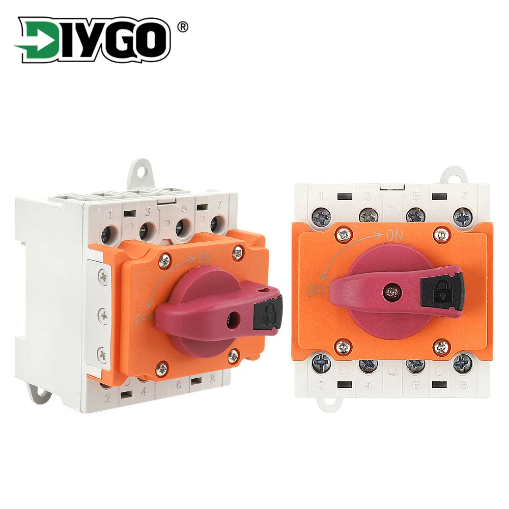 DC 1200V 32A Isolator Switch Solar Rotating Handle Rotary Disconnector Switch for PV Combiner Box Din Rail Mounting Orange
DC 1200V 32A Isolator Switch Solar Rotating Handle Rotary Disconnector Switch for PV Combiner Box Din Rail Mounting Orange