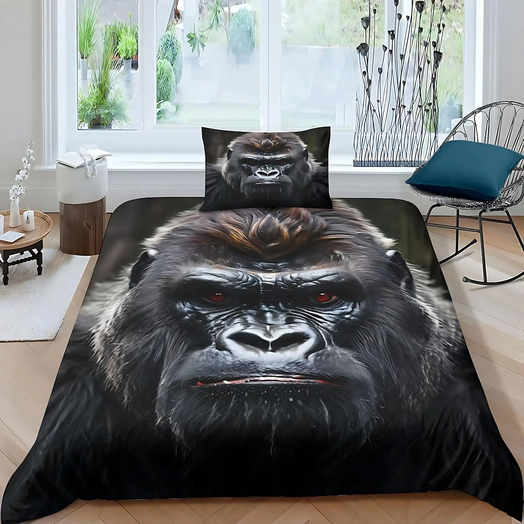 3D Gorilla Duvet Cover Headphone Gorilla Bedding Set Wild Animal Pattern Comforter Cover Watercolor Blue Polyester Quilt Cover
3D Gorilla Duvet Cover Headphone Gorilla Bedding Set Wild Animal Pattern Comforter Cover Watercolor Blue Polyester Quilt Cover