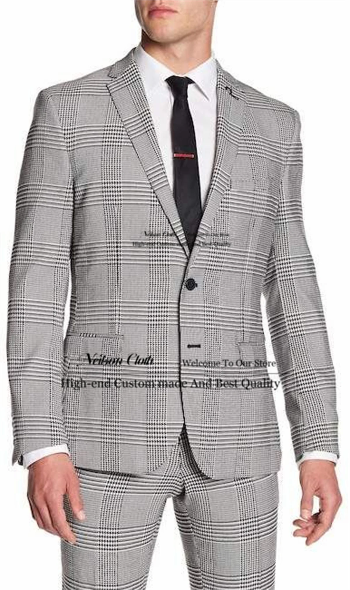 Grey Plaid Male Prom Blazers 2 Pcs Sets Notched Lapel Groom Wedding Tuxedos For Men Customized Single Breasted Costume Homme
Grey Plaid Male Prom Blazers 2 Pcs Sets Notched Lapel Groom Wedding Tuxedos For Men Customized Single Breasted Costume Homme